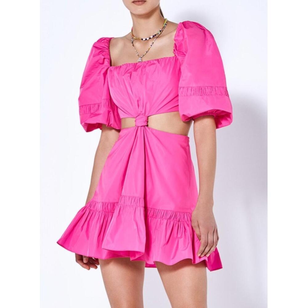 Alexis Bertana Mini Dress XS Magenta Cutout Puff Sleeve Party Dress